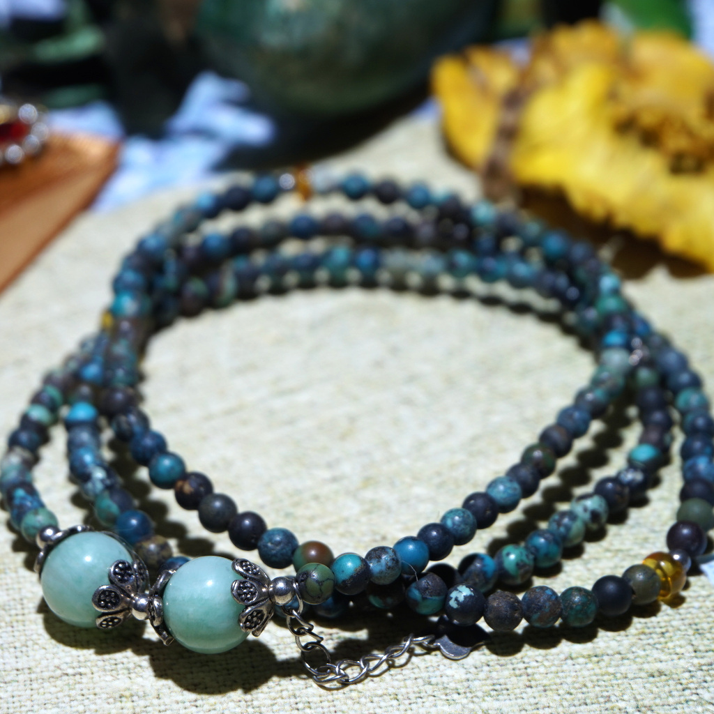 YAN Blue Green Bracelet Turquoise & Amazonite Long Bracelet Style