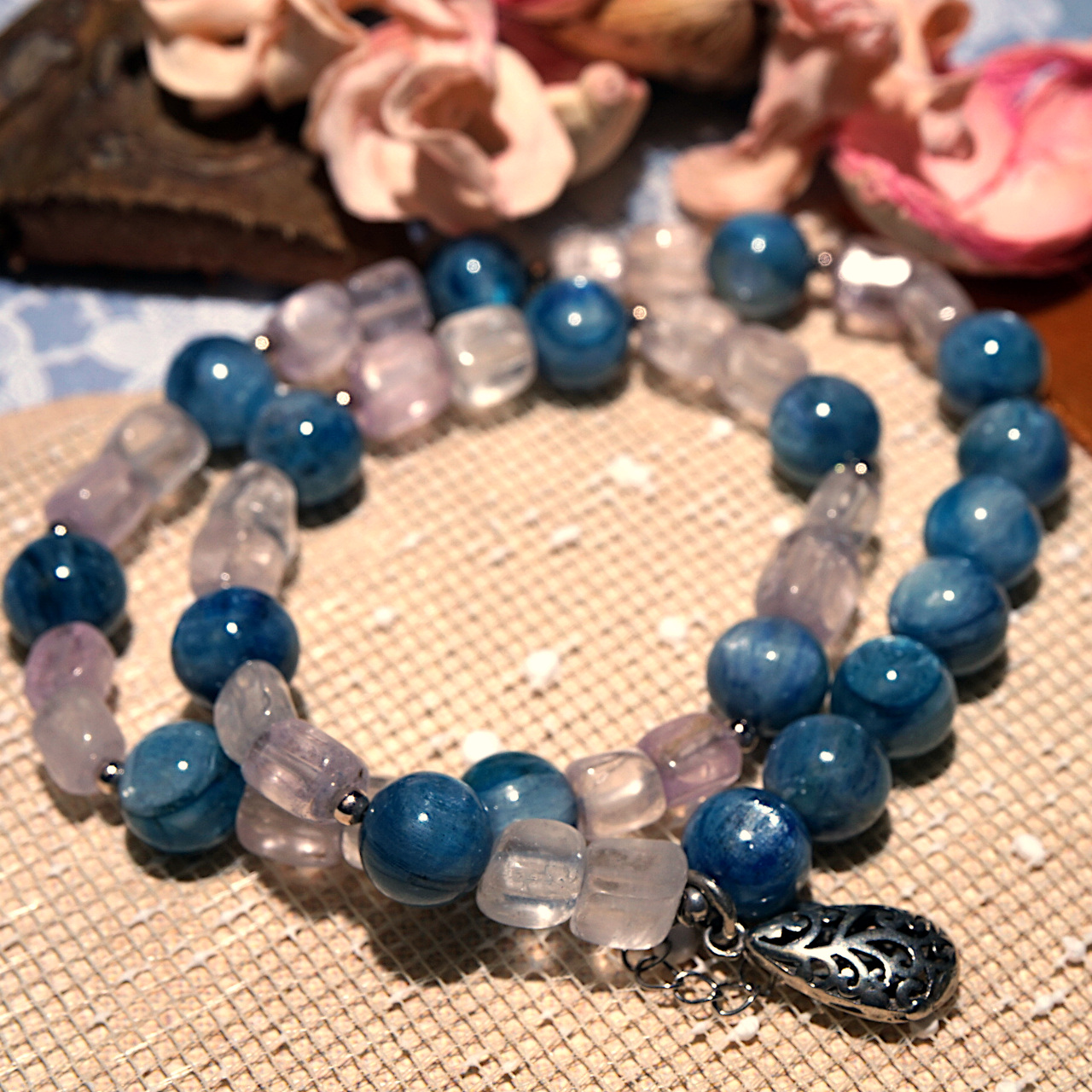 YAN Blue Crystal Bracelet Kyanite & Kunzite Long Bracelet Style