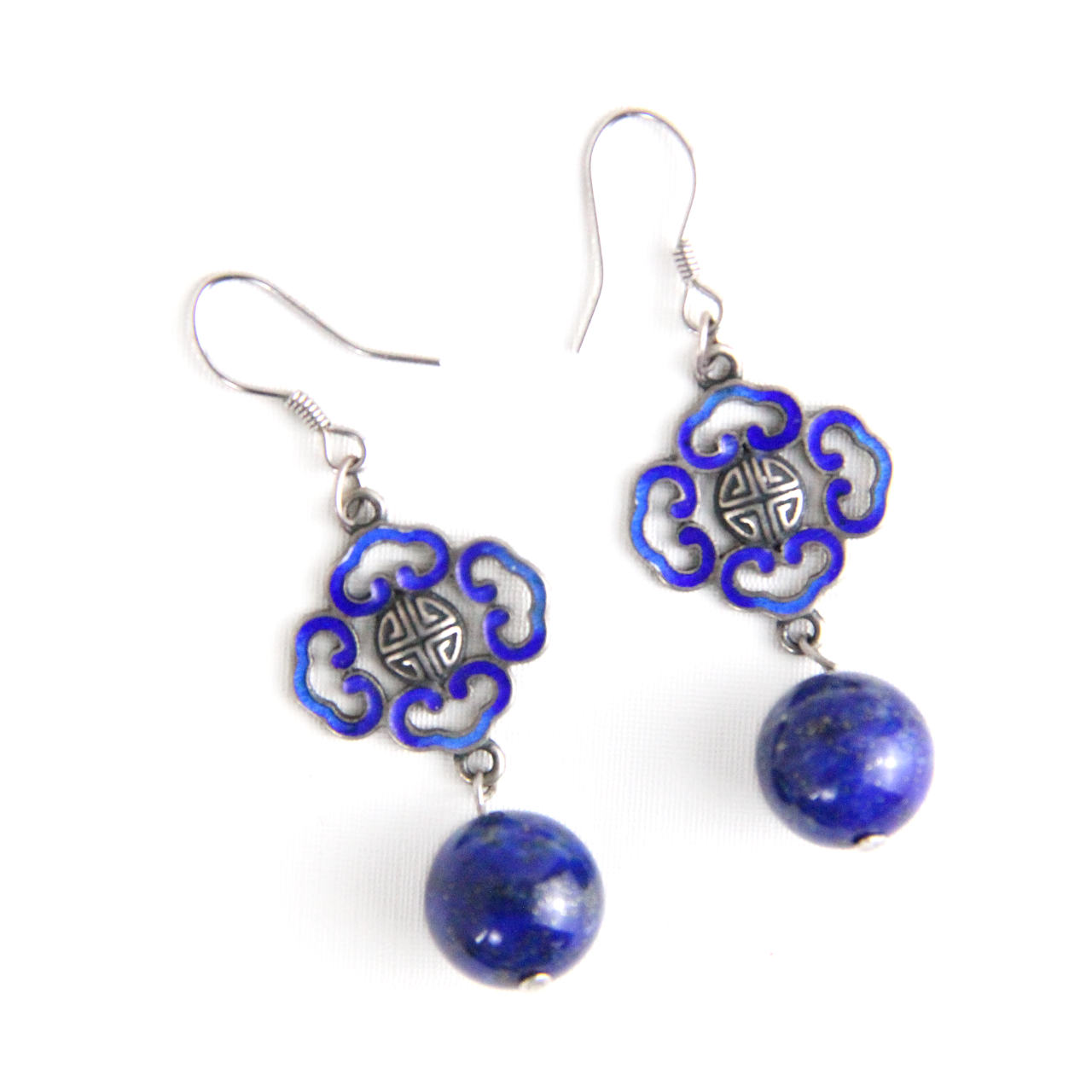 YAN Blue Earrings Lapis Lazuli & S925 Silver Dangle Earrings Style