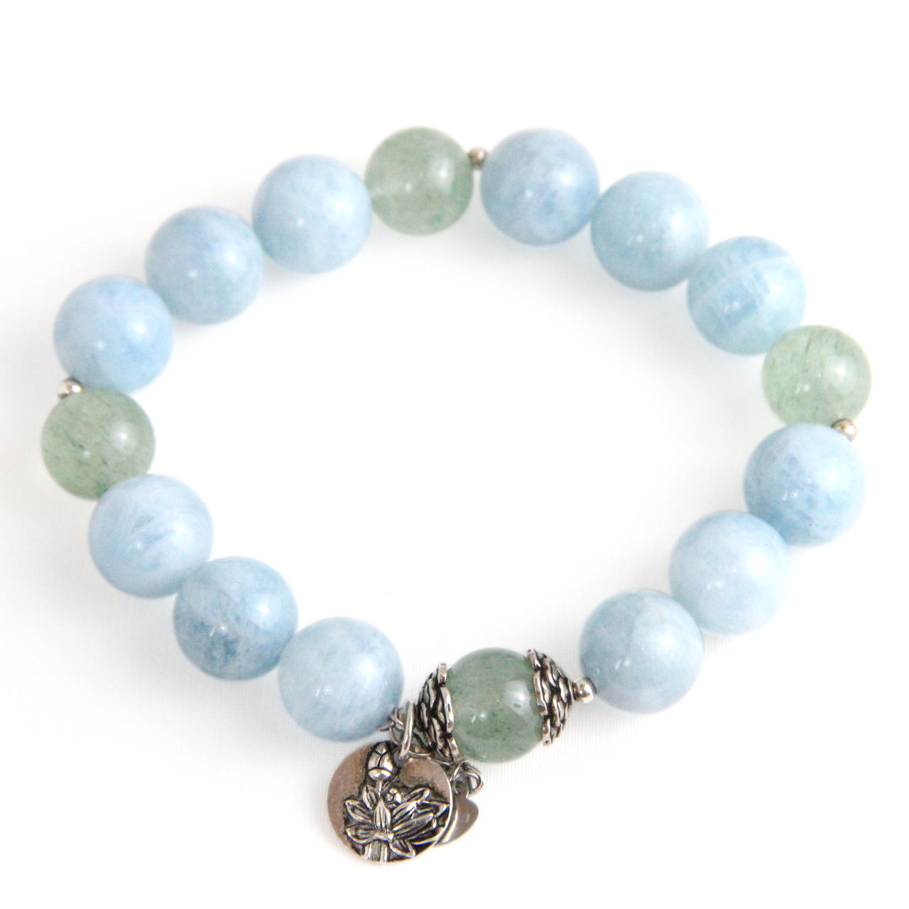 YAN Green Blue Bracelet Aquamarine & Strawberry Quartz Small Bracelet Style