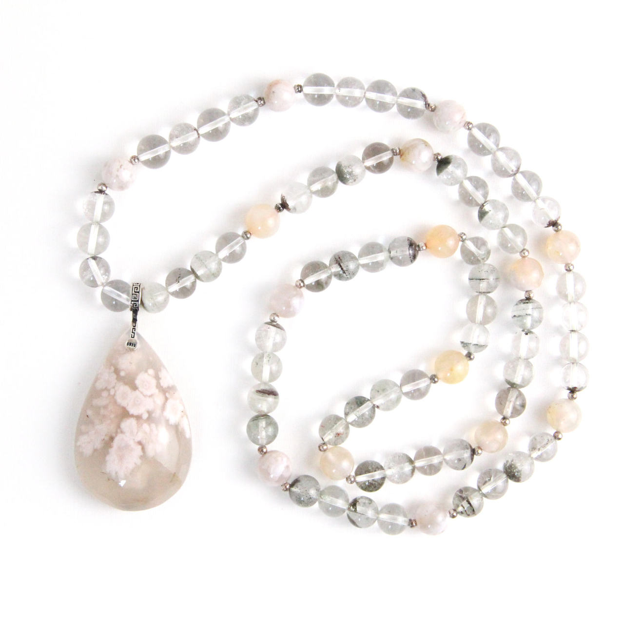 YAN Crystal Pendant Necklace Quartz & Agate Long Necklace Style