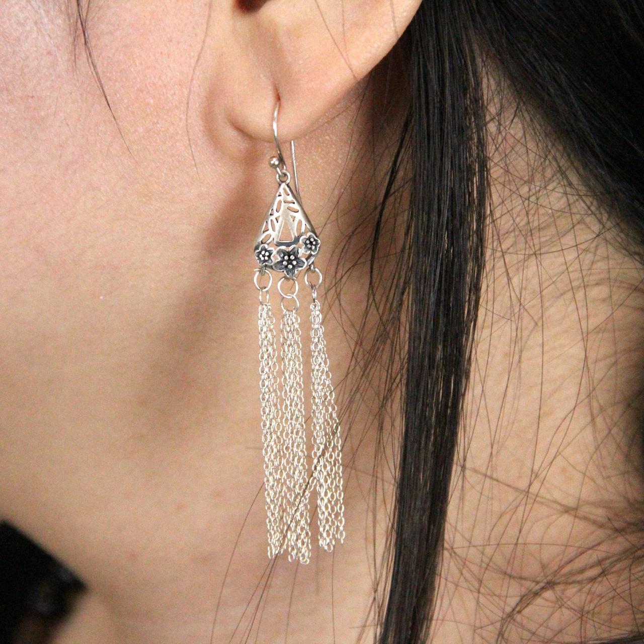 YAN Silver Earrings S925 Silver Tassle Dangle Earrings Style