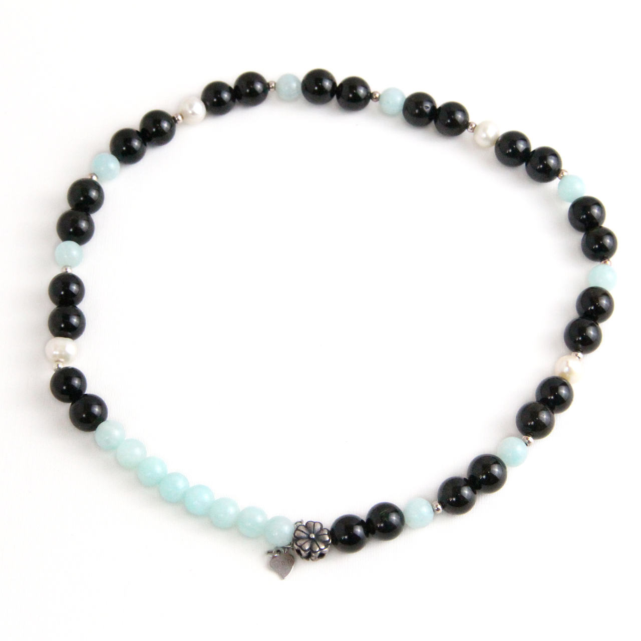 YAN Black Bead Bracelet Tourmaline & Amazonite Long Bracelet Style