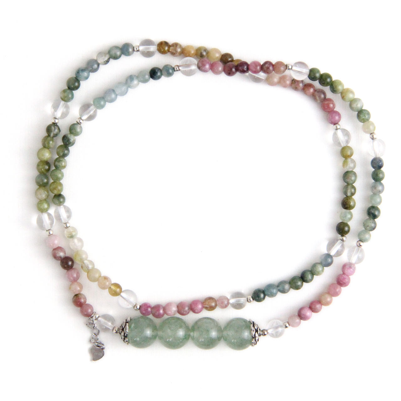 YAN Rainbow Bead Necklace Tourmaline & Quartz Small Necklace Style