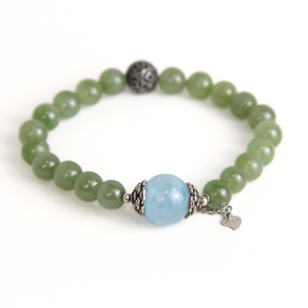 YAN Green Bracelet Nephrite & Aquamarine Small Bracelet Style