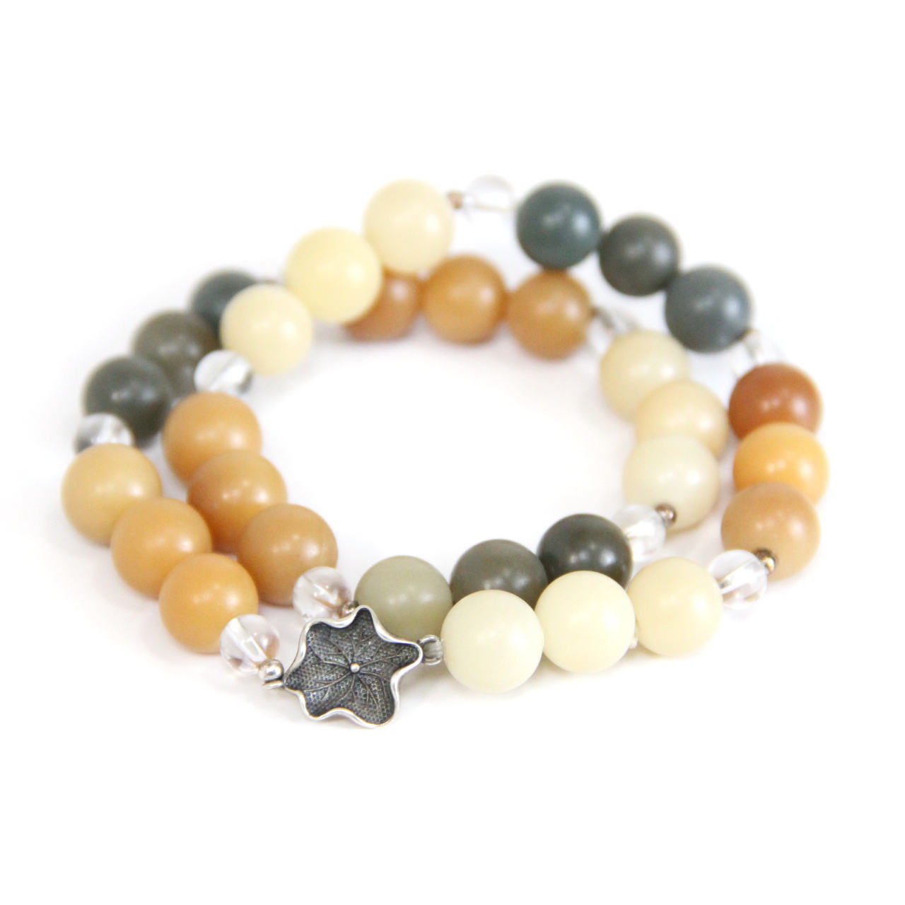 YAN Natural Bead Bracelet Bodhi Bead & Quartz Long Bracelet Style