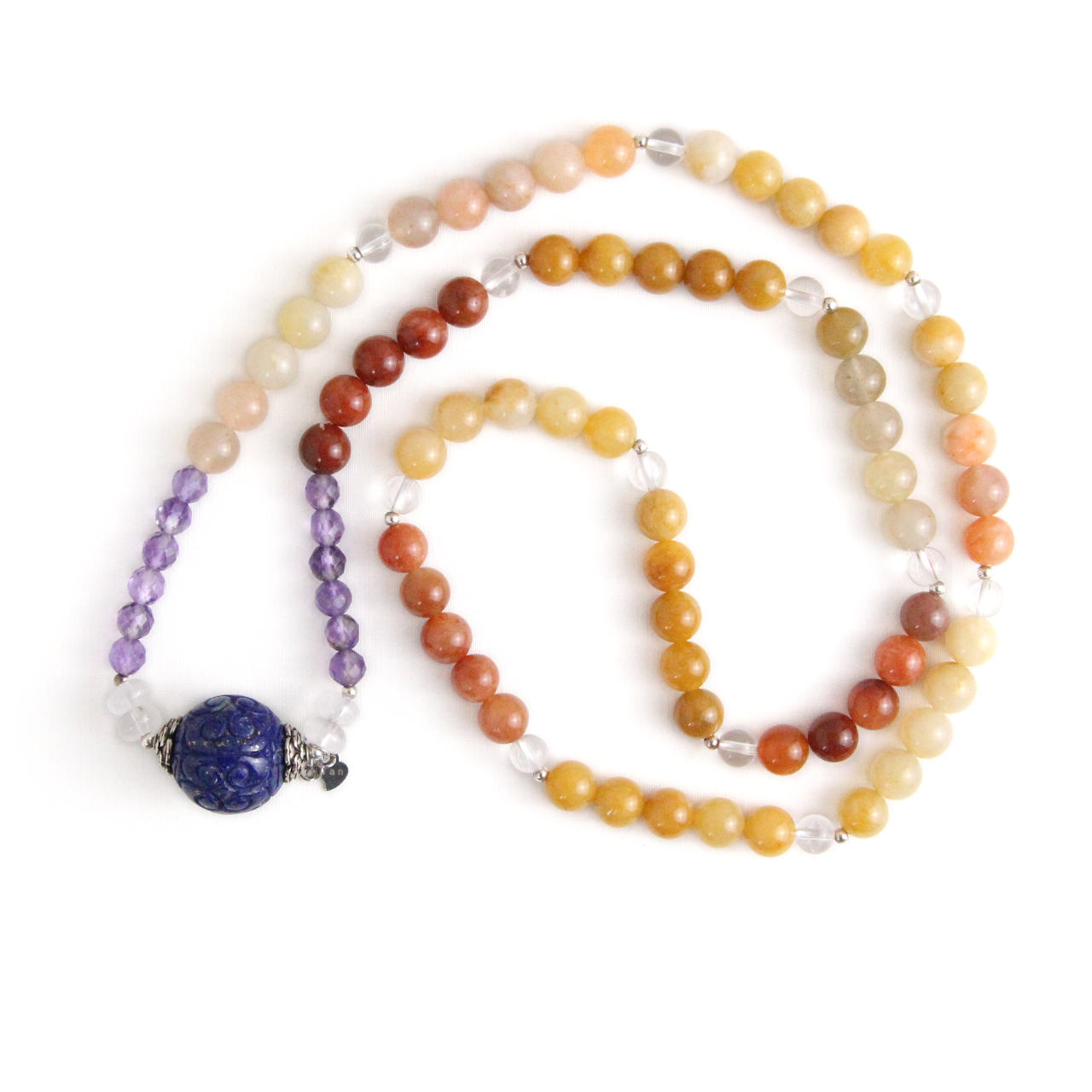 YAN Rainbow Bead Necklace Jade & Lapis Lazuli Short Necklace Style