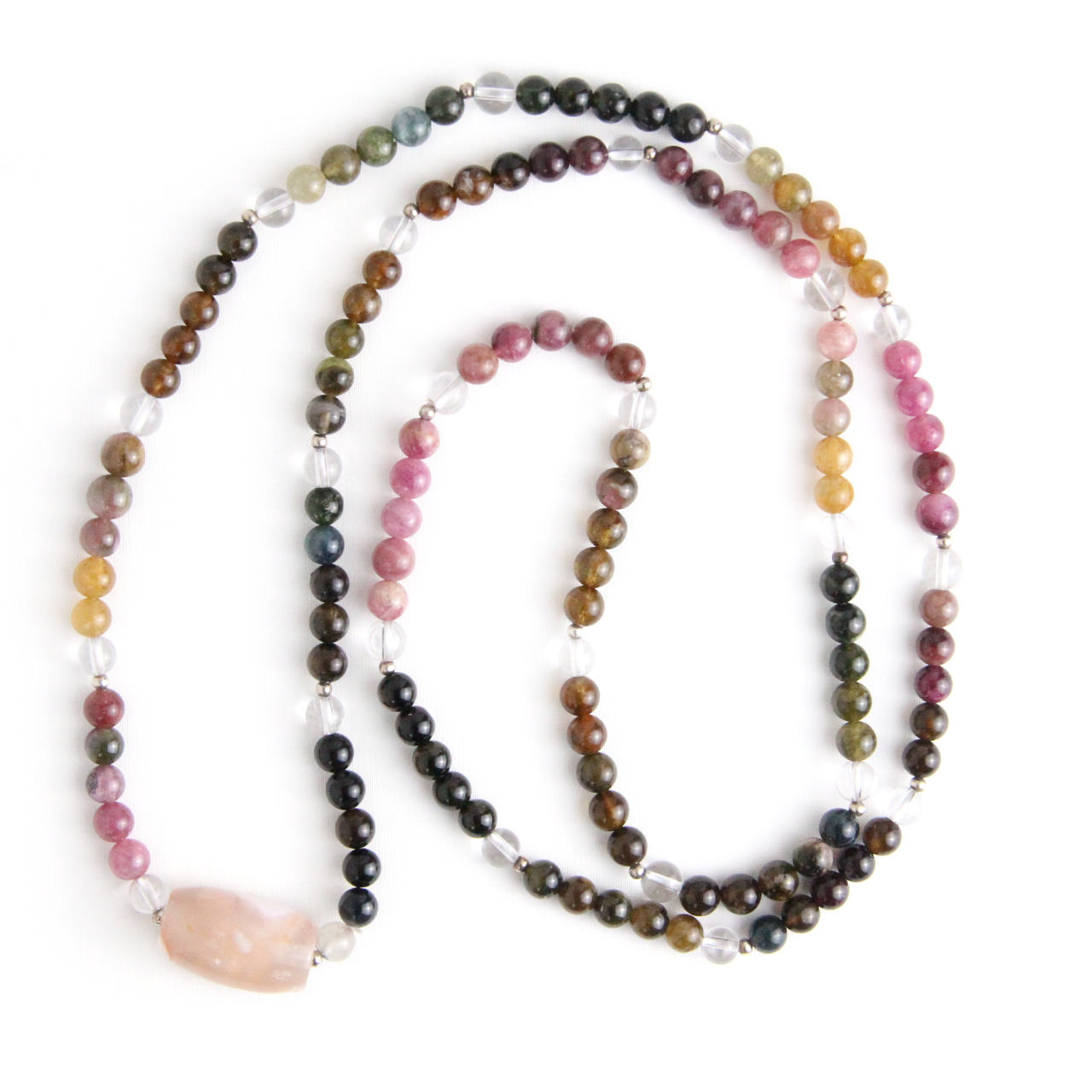 YAN Rainbow Bead Necklace Tourmaline & Agate Small Necklace Style