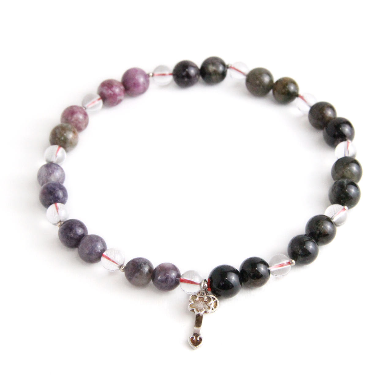 YAN Rainbow Bead Pendant Bracelet Tourmaline & Quartz Long Bracelet Style