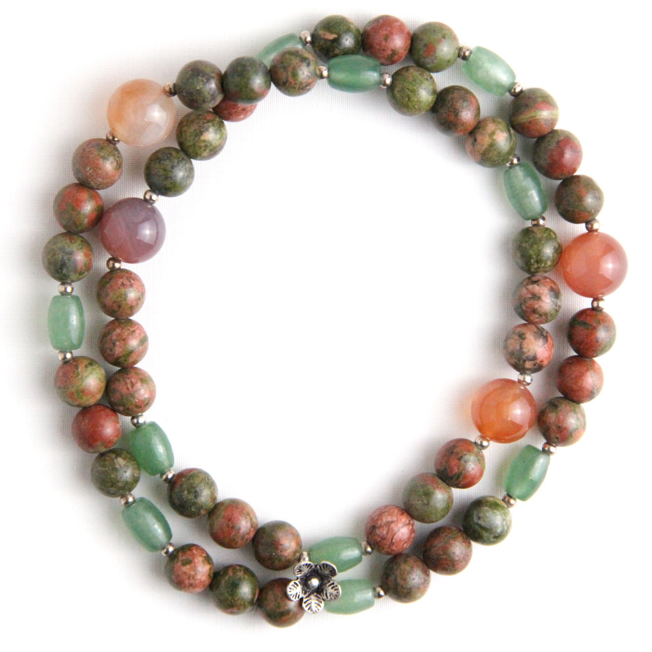 YAN Natural Bead Bracelet Unakite & Aventurine Long Bracelet Style