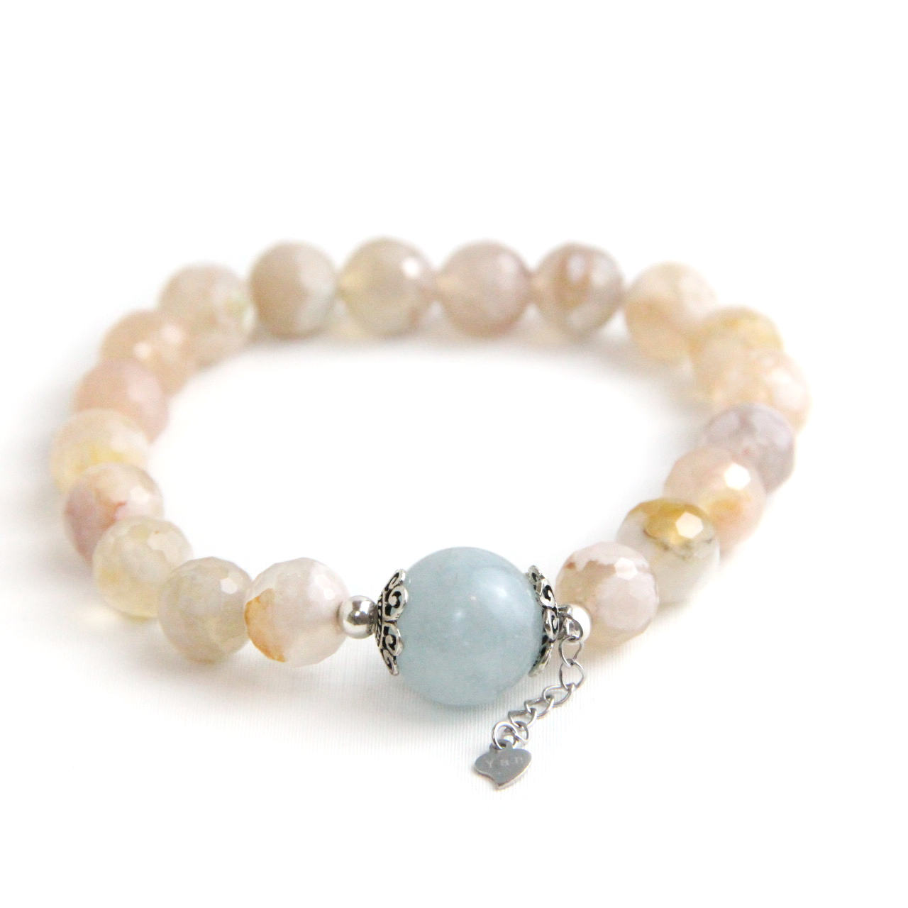 YAN Peach Bracelet Agate & Aquamarine Small Bracelet Style