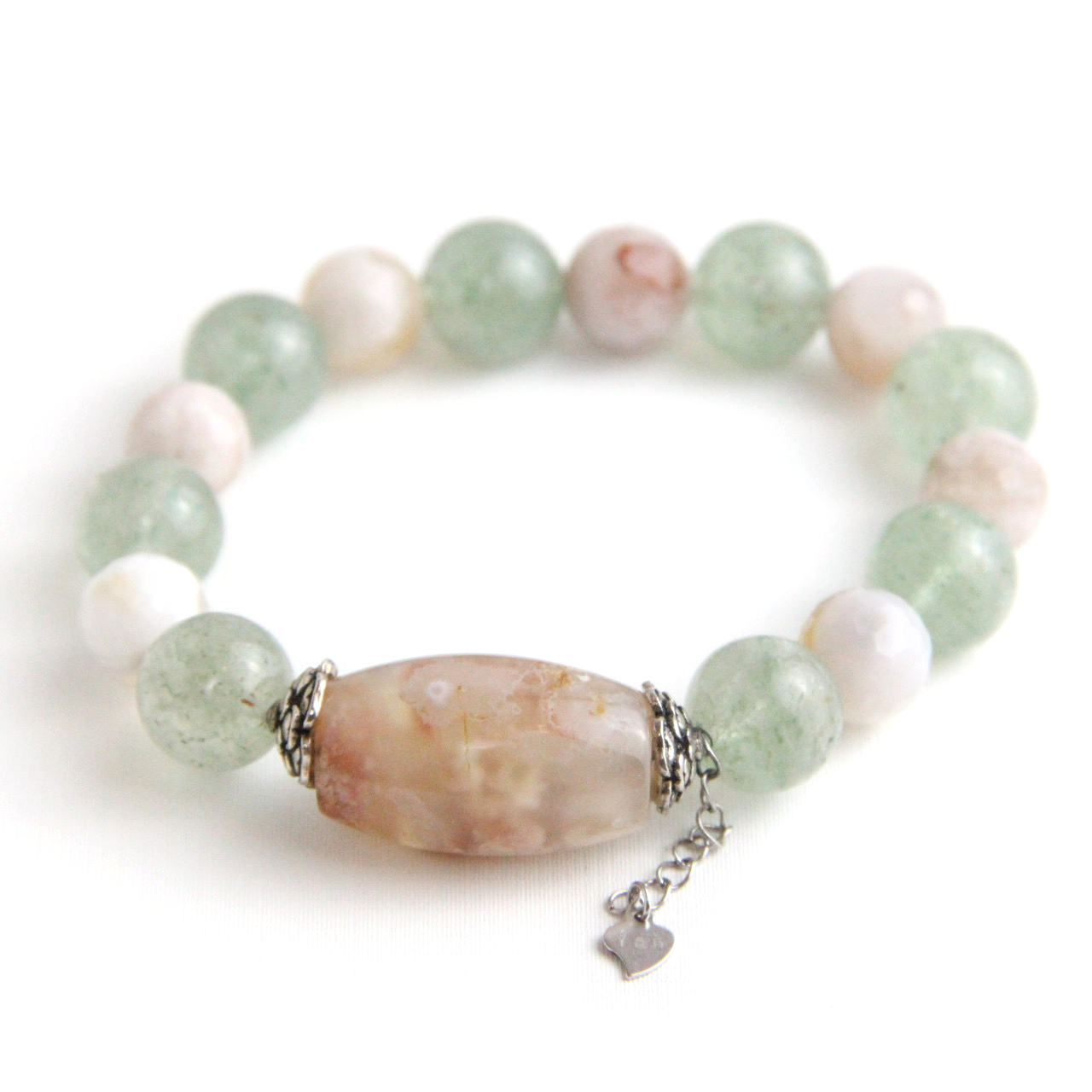 YAN Peach Pink Bracelet Agate & Quartz Small Bracelet Style