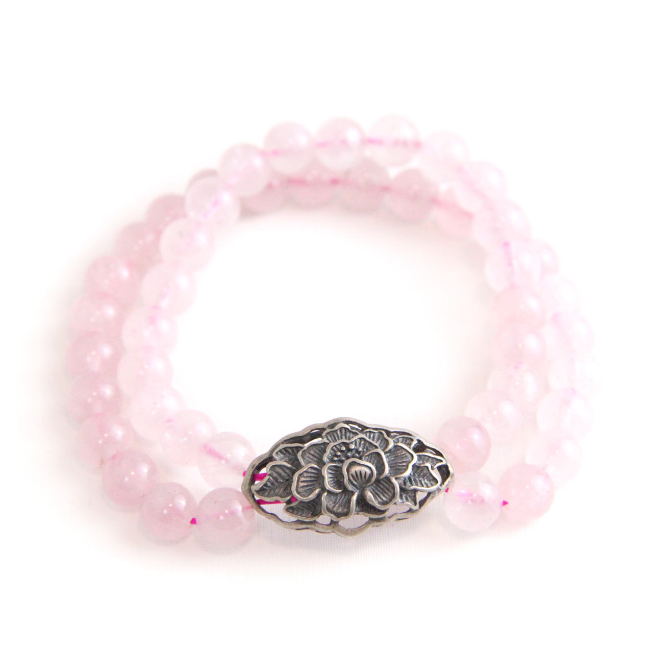 YAN Pink Bracelet Crystal Quartz & S925 Silver Small Bracelet Style