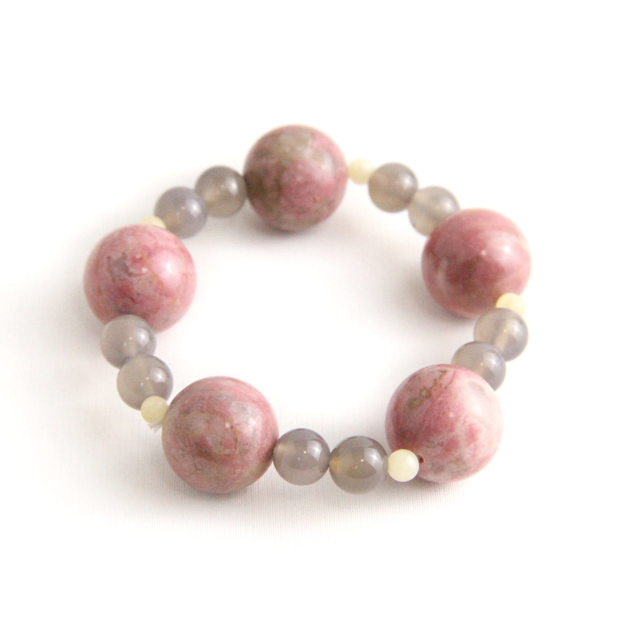 YAN Pink Bead Bracelet Rhodonite & Moonstone Small Bracelet Style