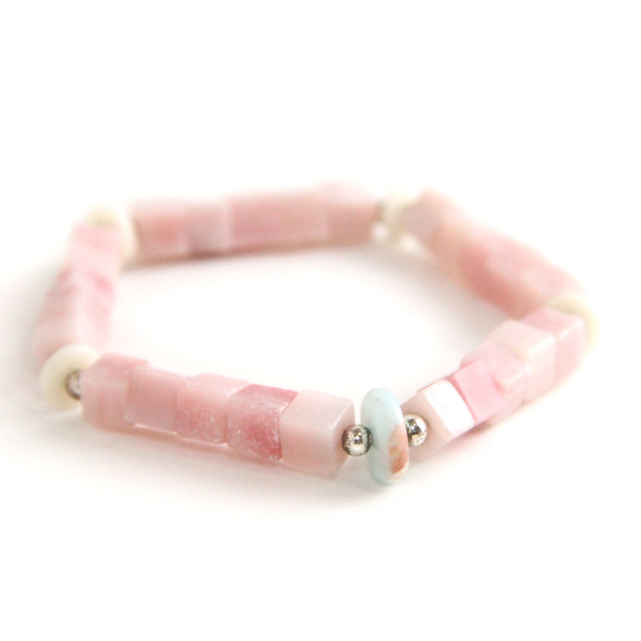 YAN Pink Bracelet Soapstone & S925 Silver Small Bracelet Style