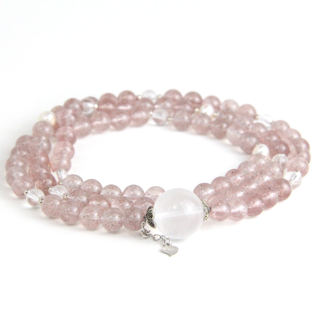 YAN Pink Crystal Necklace Strawberry Quartz & Pink Quartz Long Necklace Style