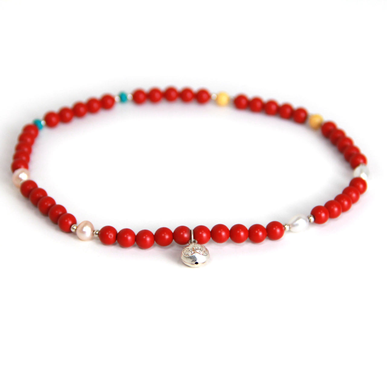 YAN Red Bracelet Vermillion & Amber Jade Long Bracelet Style