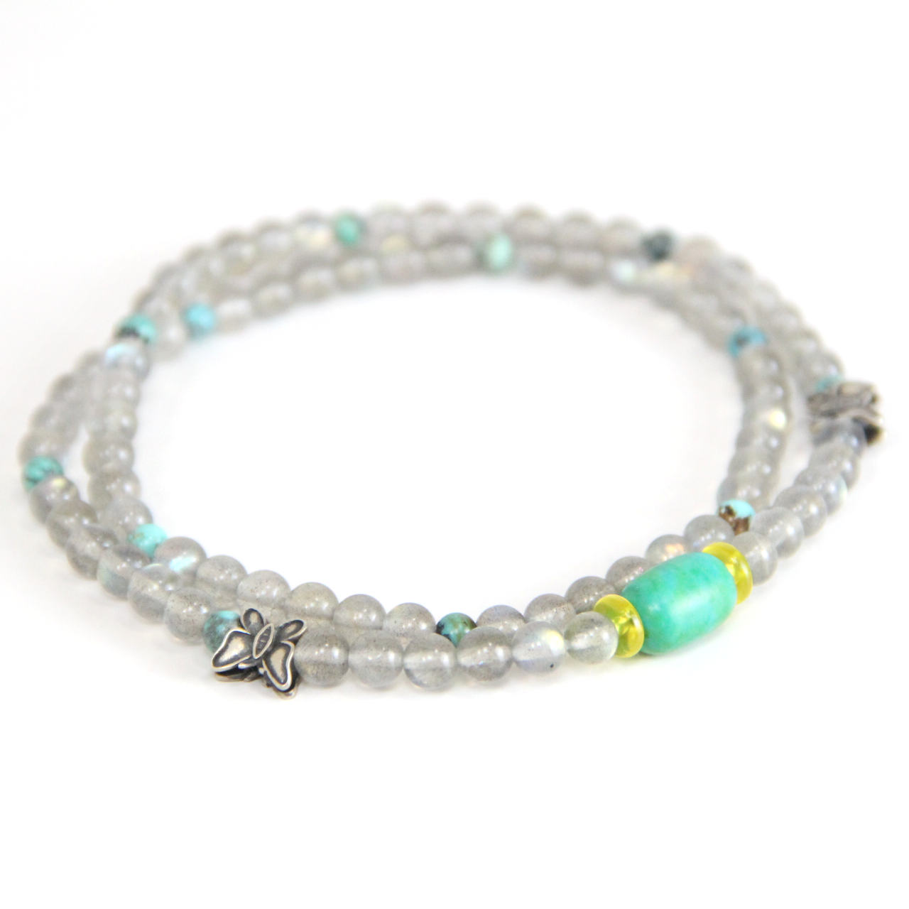 YAN Green Bead Bracelet Moonstone & Turquoise Long Bracelet Style