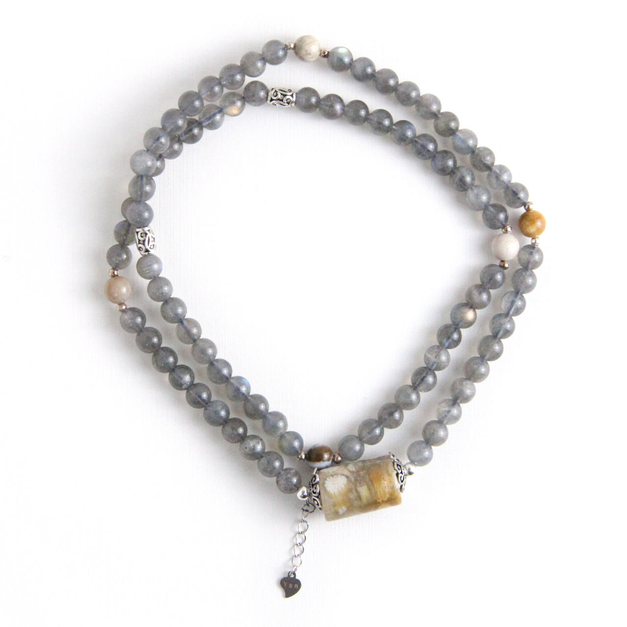 YAN Crystal Bead Bracelet Moonstone & Chalcedony Long Bracelet Style