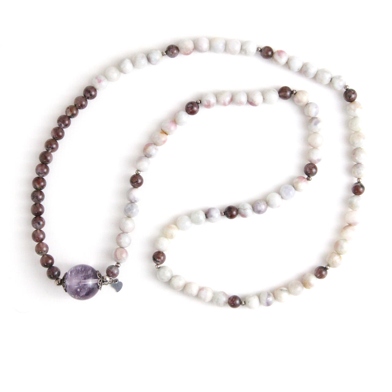 YAN Purple Bead Necklace Tourmaline & Auralite Long Necklace Style