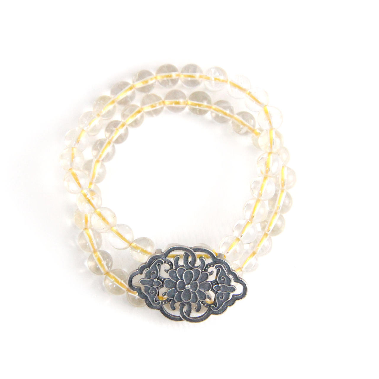 YAN Yellow Crystal Bracelet Citrine & 925 Silver Flower Small Bracelet Style