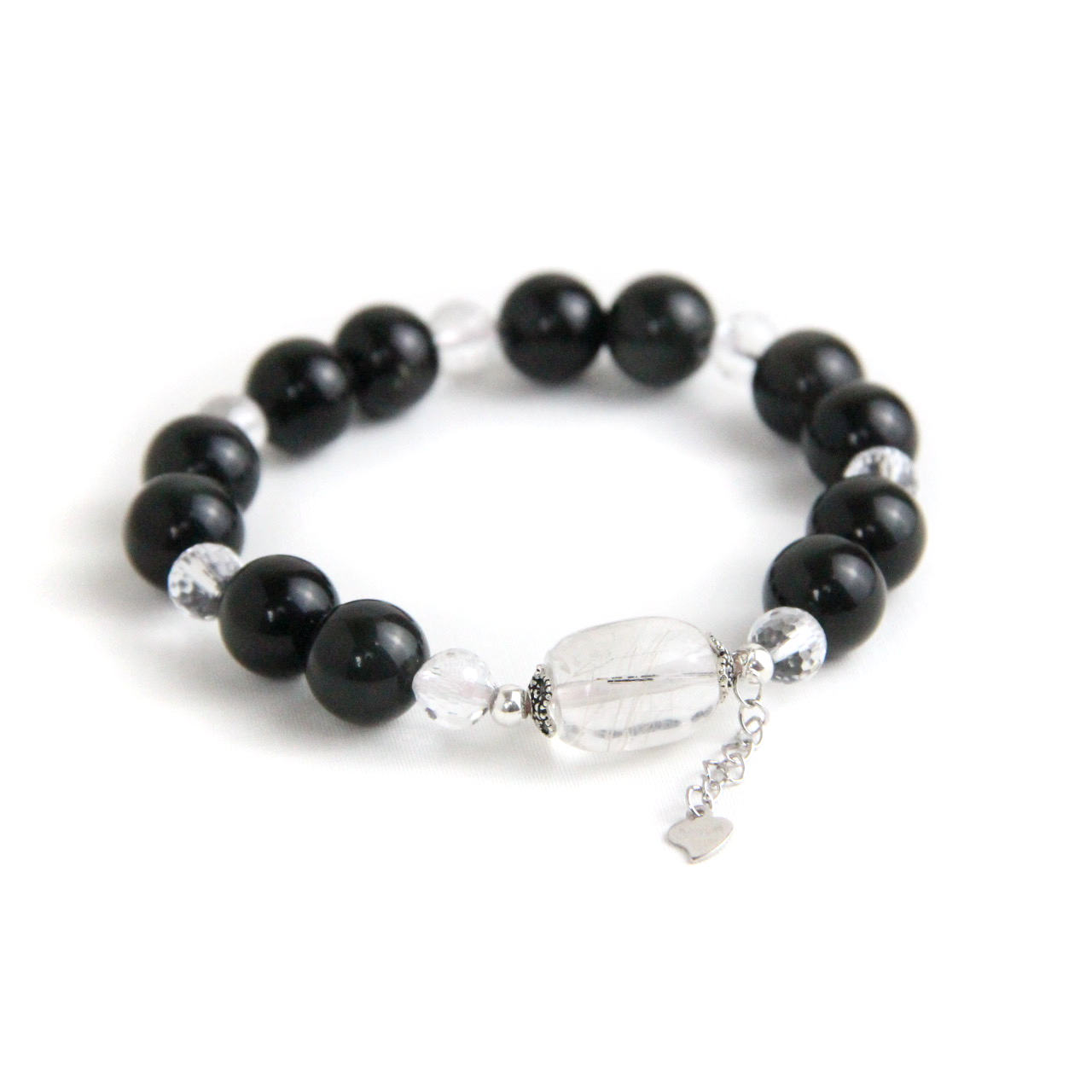 YAN Crystal Black Bracelet Obsidian Quartz Bead Single Small Bracelet Style