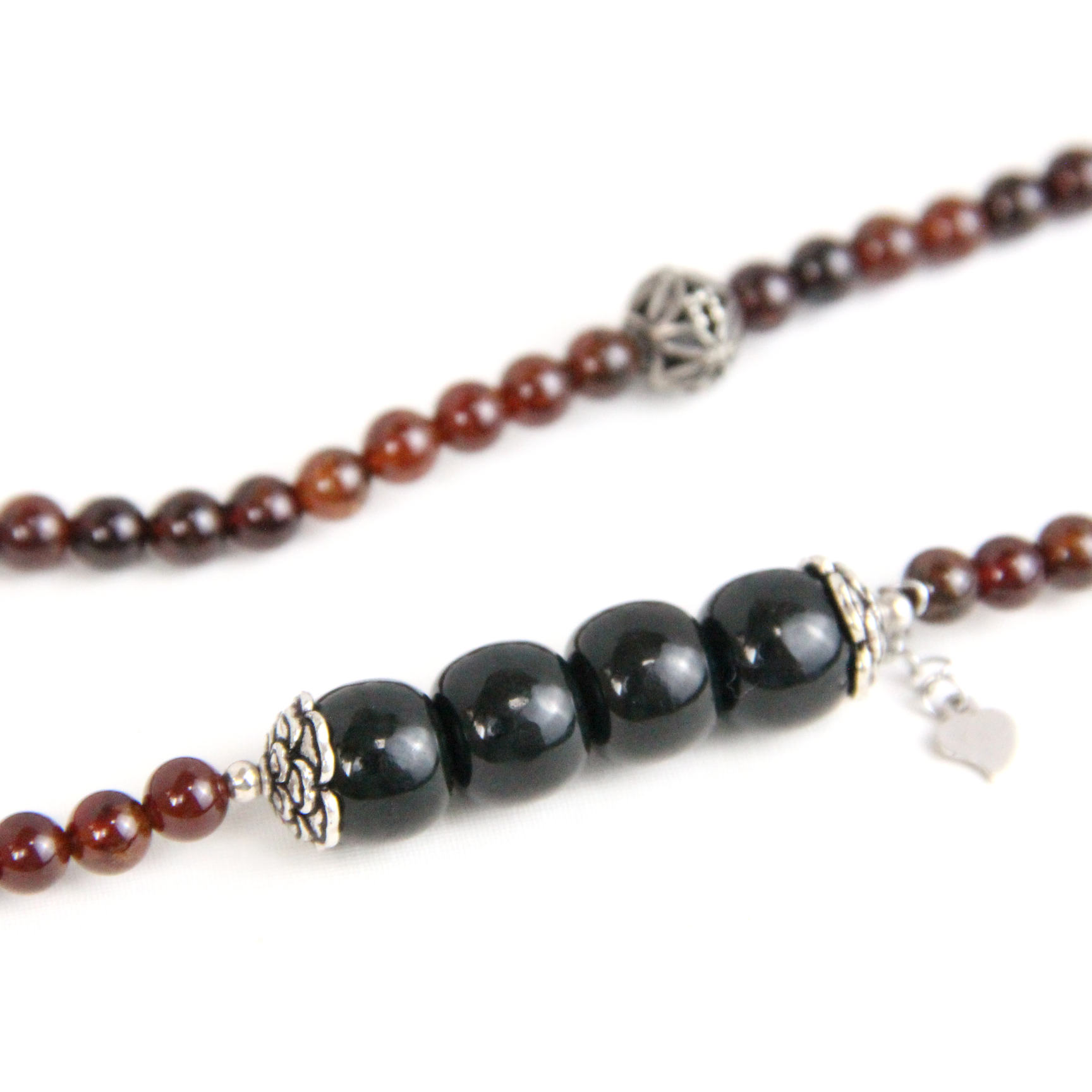 YAN Red Bead Bracelet Nephrite Jade Garnet Bead Handmade Short Necklace