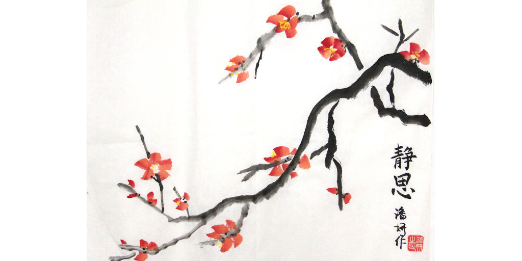 YAN Red plum blossom winter branch traditional free hand