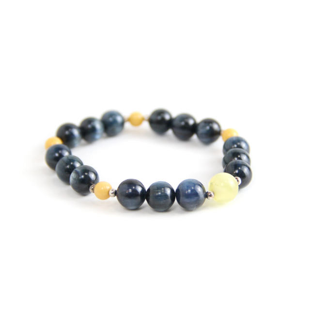 YAN Blue Yellow Bracelet Kyanite Amber Bead Single Small Bracelet Style