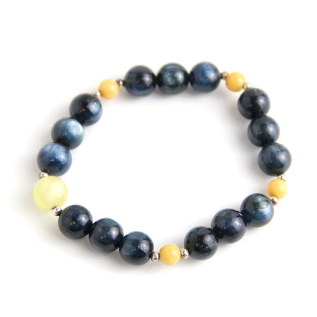 YAN Blue Yellow Bracelet Kyanite Amber Bead Single Small Bracelet Style