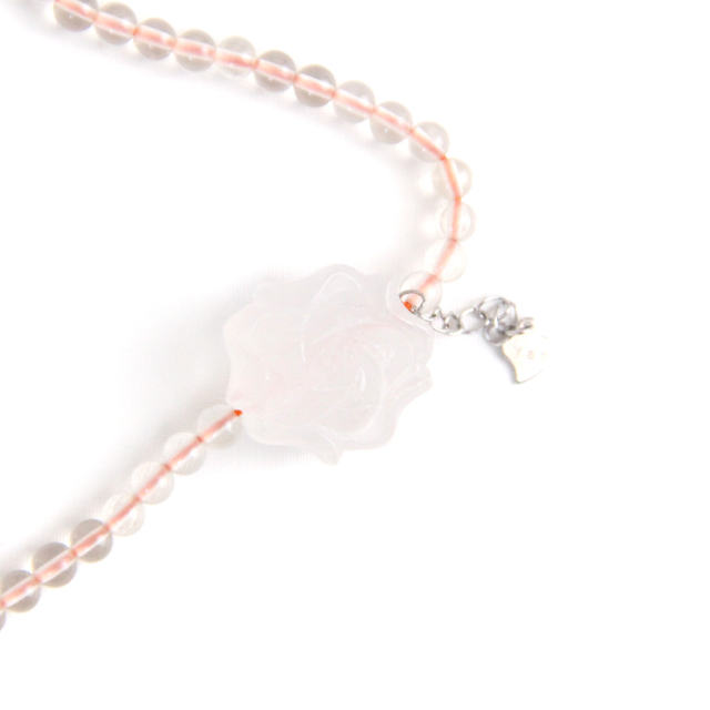 YAN Pink Crystal Necklace Jelly Agate Citrine Bead Long Necklace Style