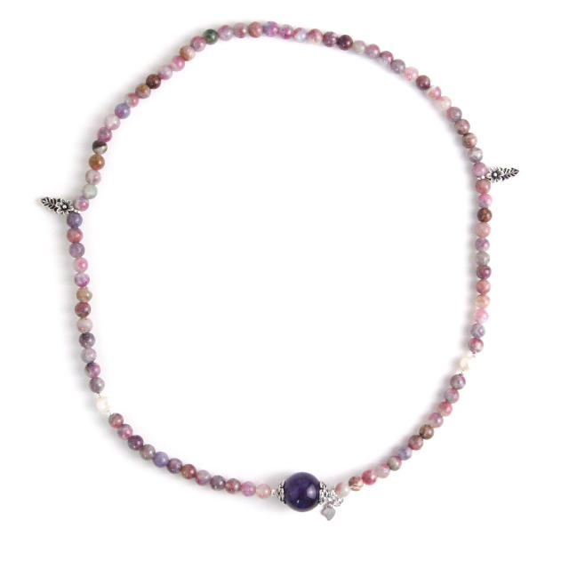 YAN Rainbow Purple Bracelet Amethyst Tourmaline Bead Short Necklace Long Bracelet Style