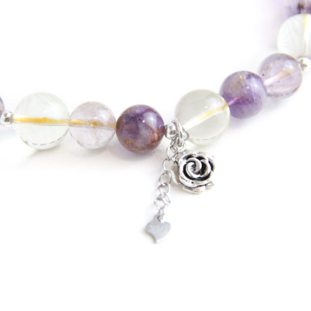 YAN Purple Bracelet 925 Silver Flower Pendant Phantom Quartz Citrine Bead Double Long Bracelet Style